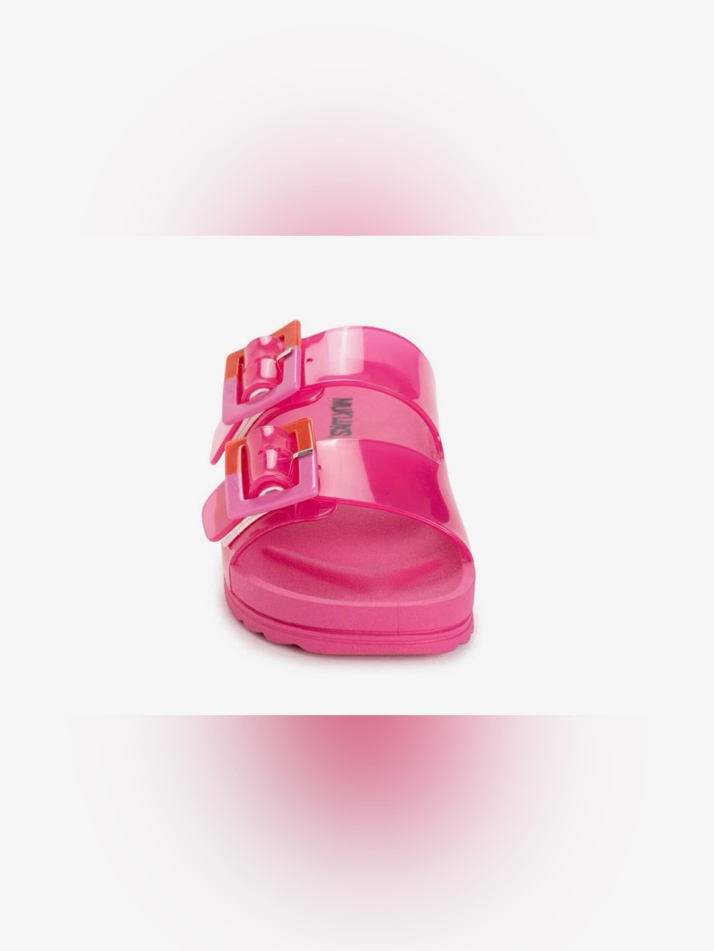 New in  Box - Muk Luks Pink Jelly Double-Buckle Slide Sandals - Picture 2 of 8